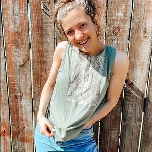 alya olive green aztec tank